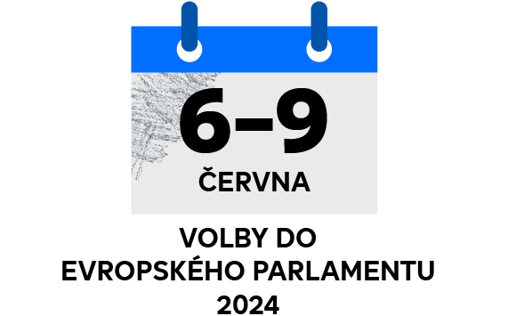 Kalendář, na kterém je napsáno „6.–9. června, volby do Evropského parlamentu 2024“
