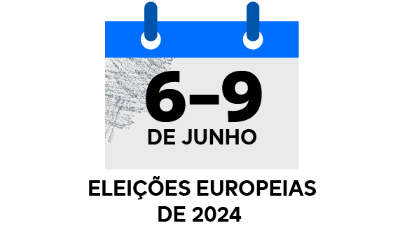 Um calendário com o texto «6-9 de junho, eleições europeias de 2024»